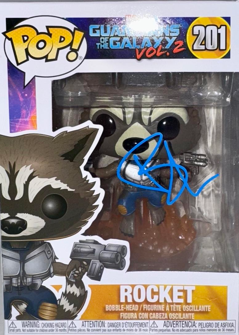 Bradley Cooper Signed Funko Pop #201 "Rocket Raccoon" GOTG - Beckett COA #03